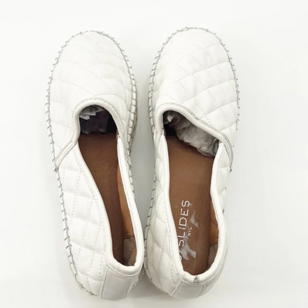 J/Slides Renata White Quilted Flatform Espadrilles size 10